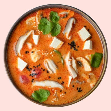 Supă tom yum cu tofu și ciuperci shiitake