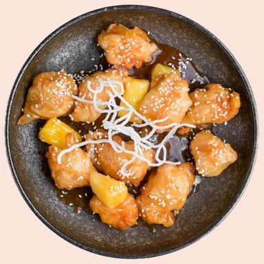 Carne de pui în sos dulce acrișor cu ananas